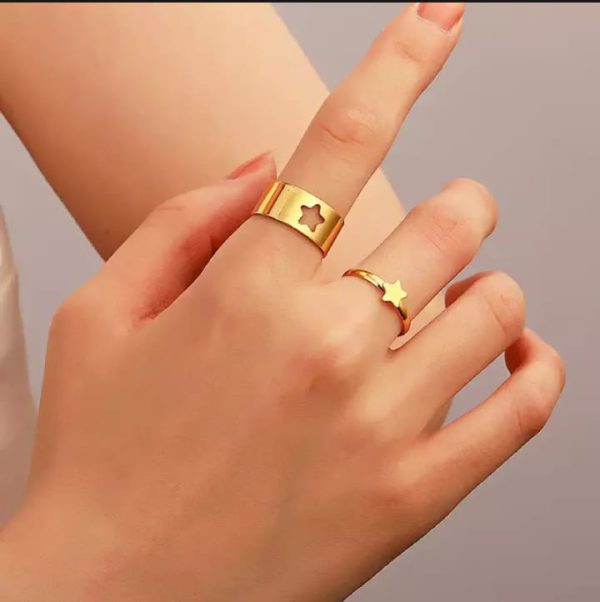 Golden Trendy Star Couple Ring