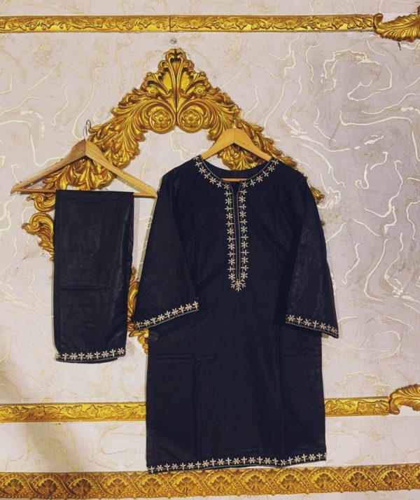 Stitched Embroidered Linen Shirt And Trouser