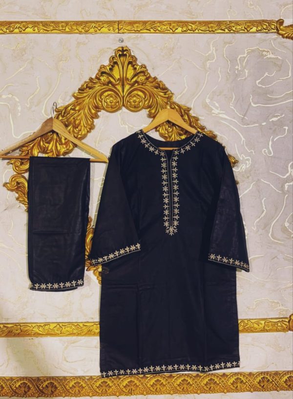 Stitched Embroidered Linen Shirt And Trouser