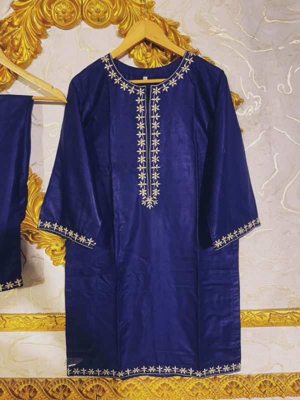 Stitched Embroidered Linen Shirt And Trouser