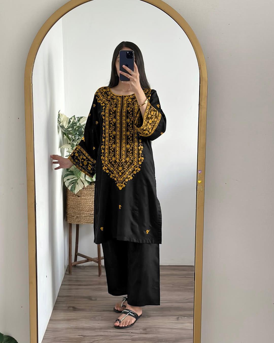 Stitched Embroidered Shirt And Trouser