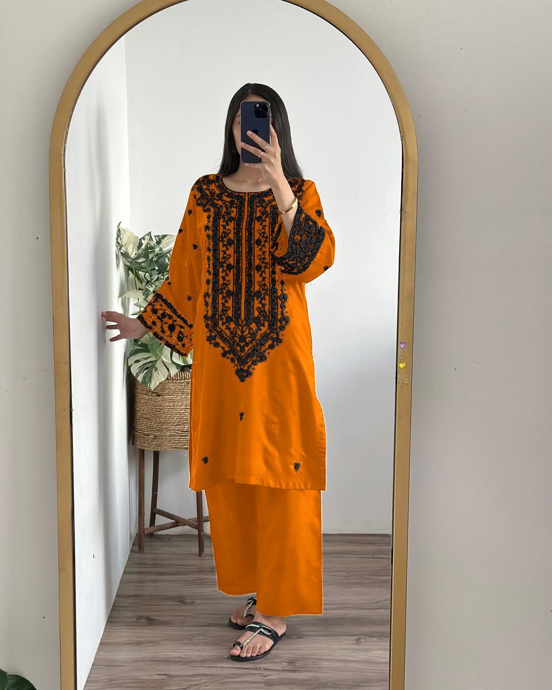 Stitched Embroidered Shirt And Trouser