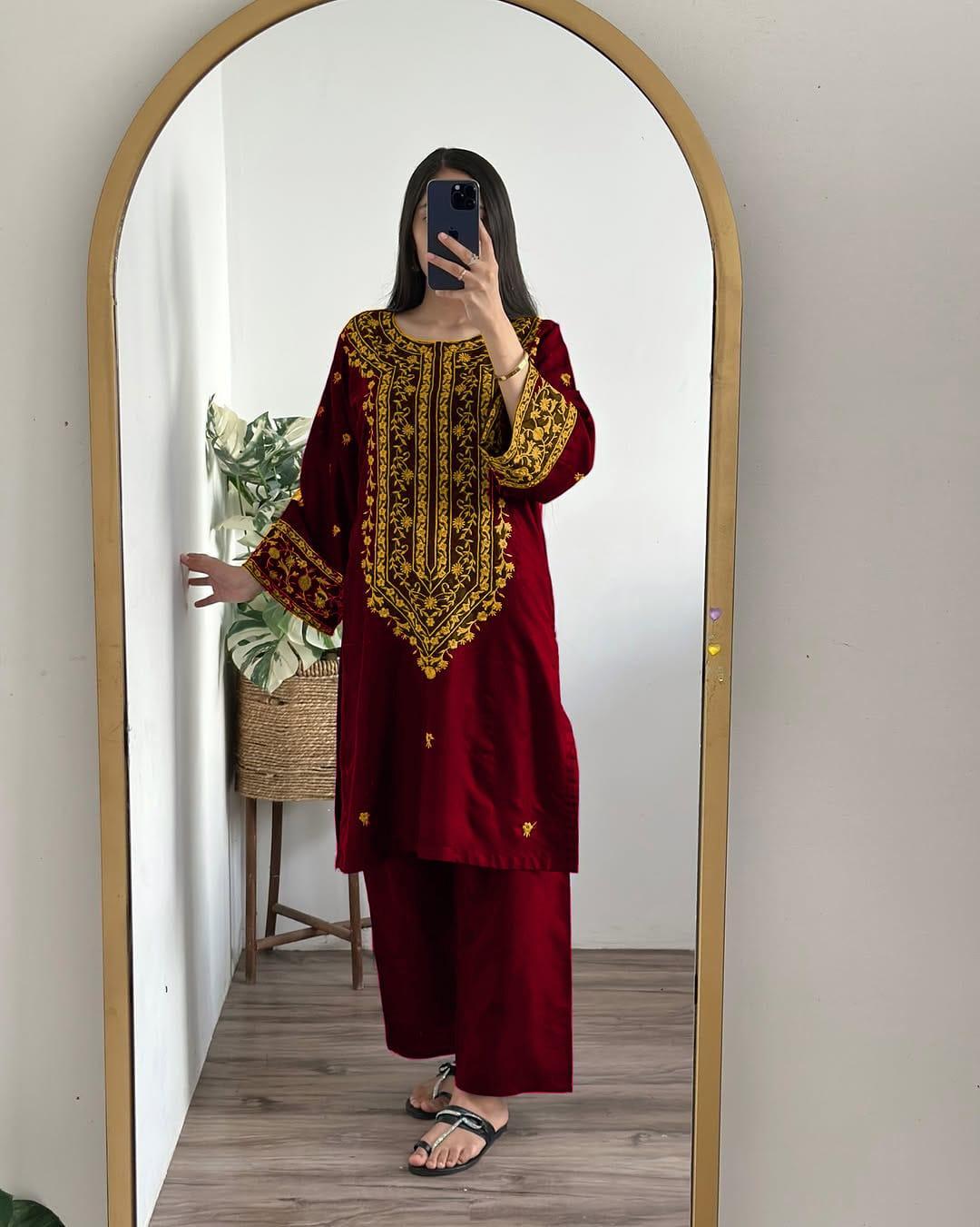 Stitched Embroidered Shirt And Trouser