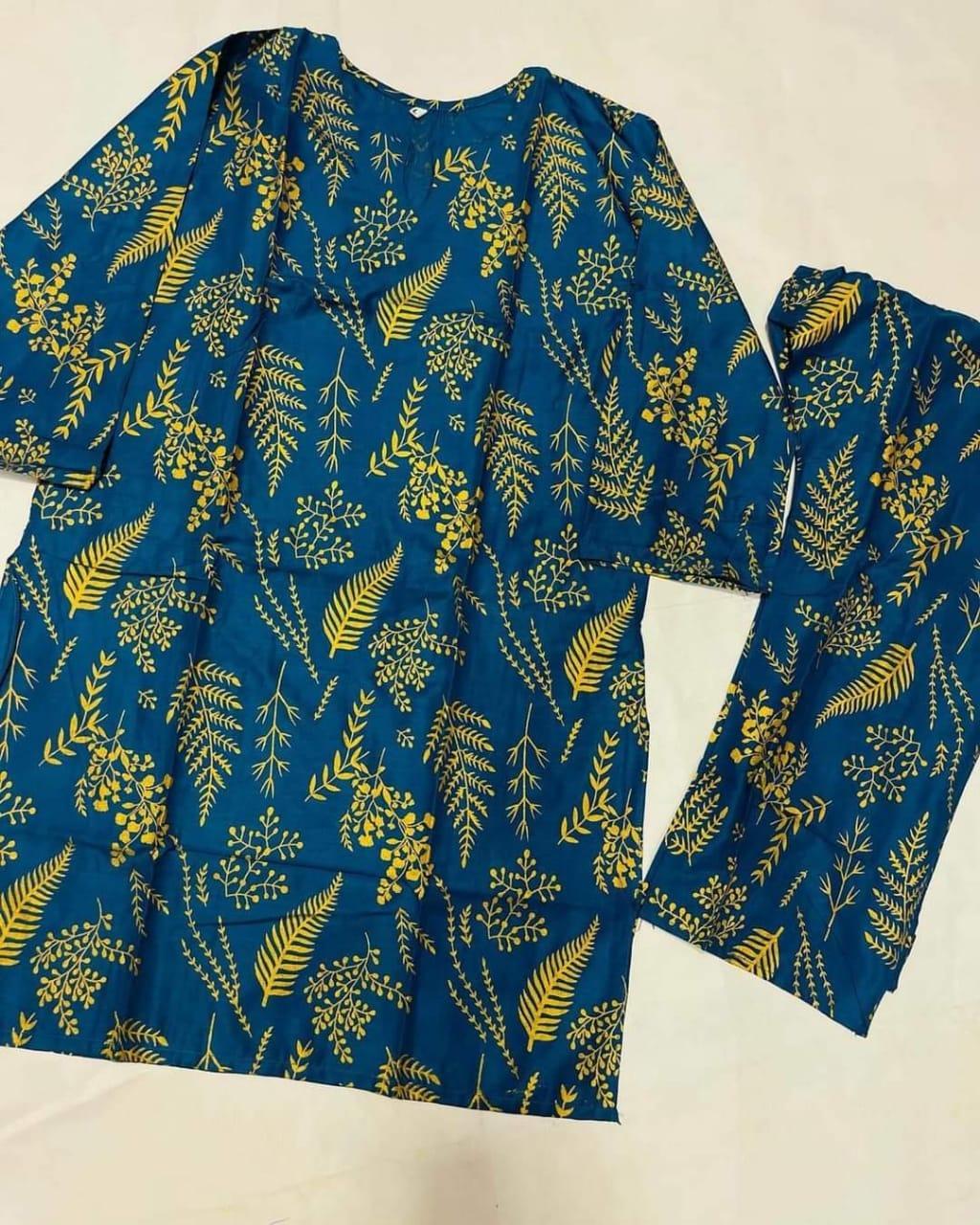 Arabic Linen Women's Stitched Printed Shirt and Trouser