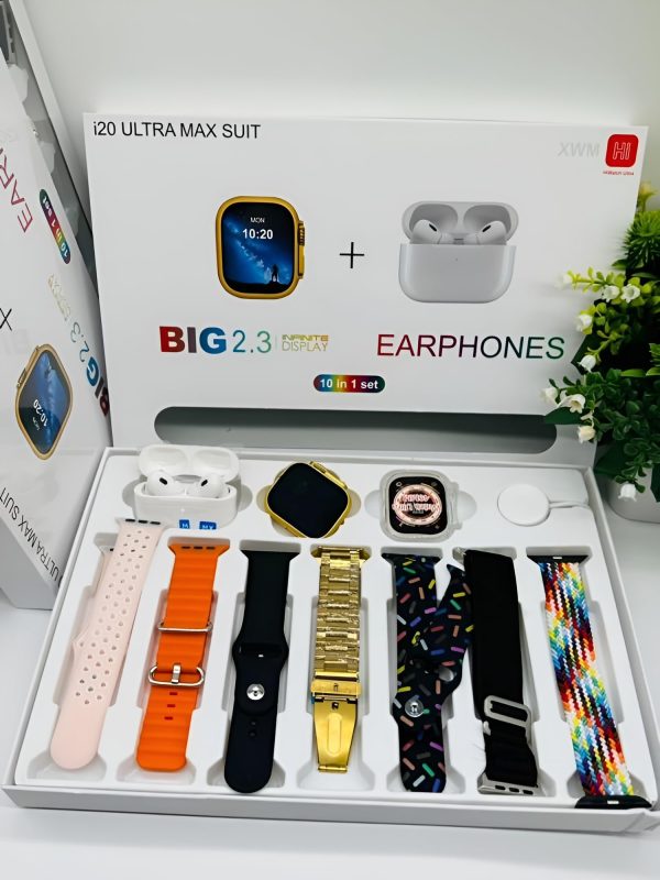 I20 Ultra Max Suit Smart Watch 10 In 1 Box with Airpods2