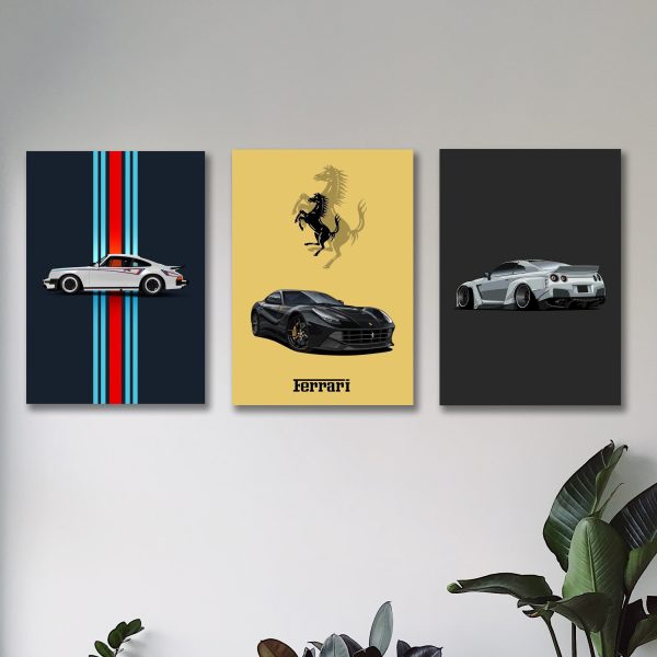 Set Of 3 Sports Cars Wooden Sticky Phototiles