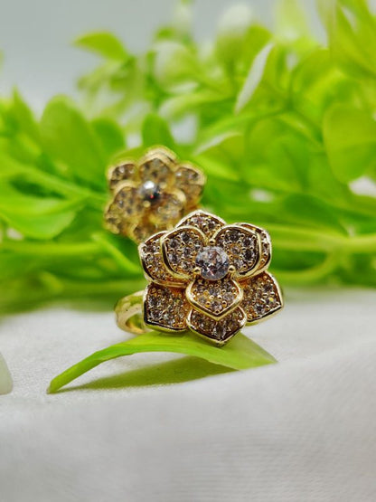 Imported Moveable Luxurious Petal Bloom Adjustable Ring