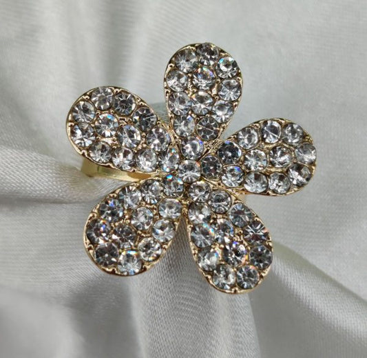 Imported Sparkling Floral Crystal Ring