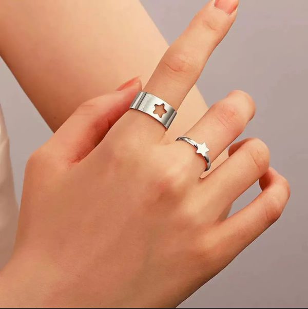 Golden Trendy Star Couple Ring