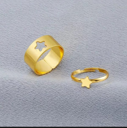 Golden Trendy Star Couple Ring