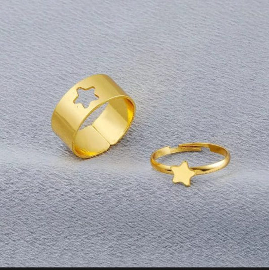 Golden Trendy Star Couple Ring