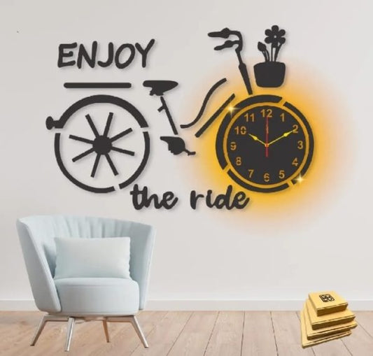 Enjoy The Ride Bicycle Style Wooden Clock
