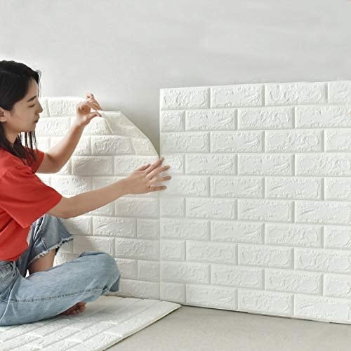 3d Wall Sticker White Brick Sheet (Pack of 3)