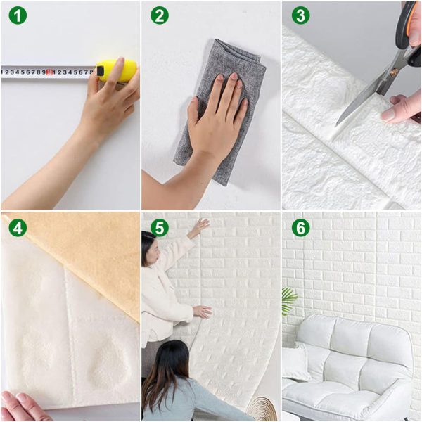 3d Wall Sticker White Brick Sheet (Pack of 3)