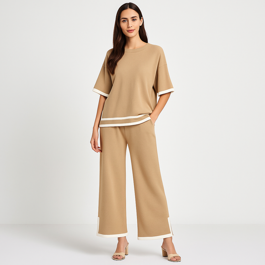 2 Pcs Women's Stitched Cotton Jersey Plain Co-Ord Set