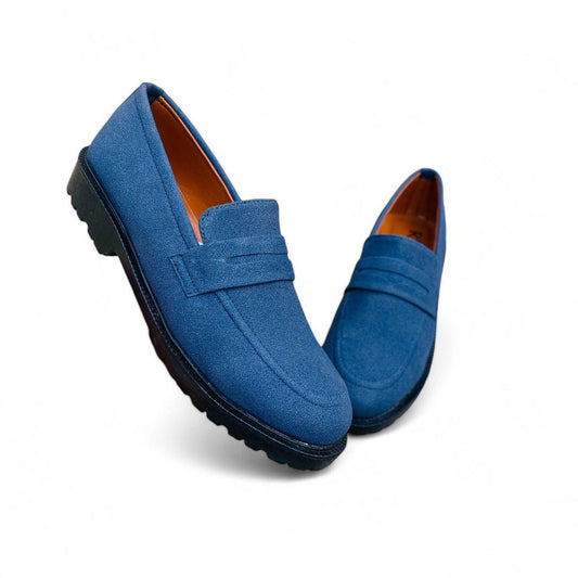 Casual Blue Synthetic Leather Dress Shoes