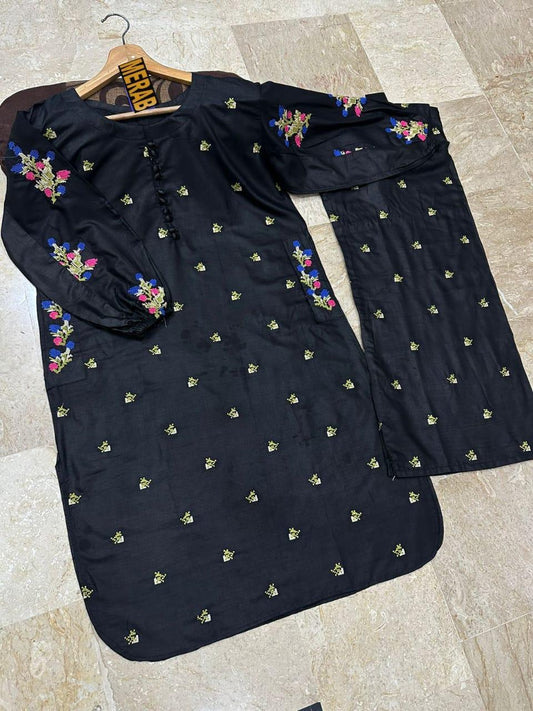 Cotton Embroidered Shirt And Trouser