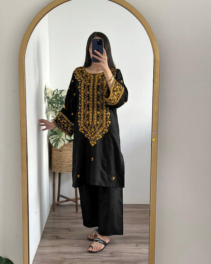 Stitched Embroidered Shirt And Trouser