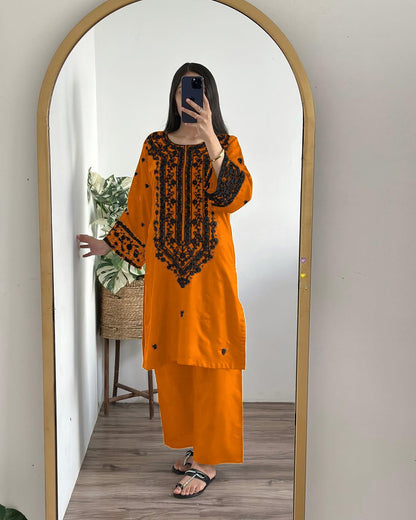 Stitched Embroidered Shirt And Trouser