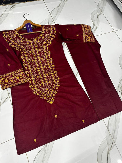 Stitched Embroidered Shirt And Trouser