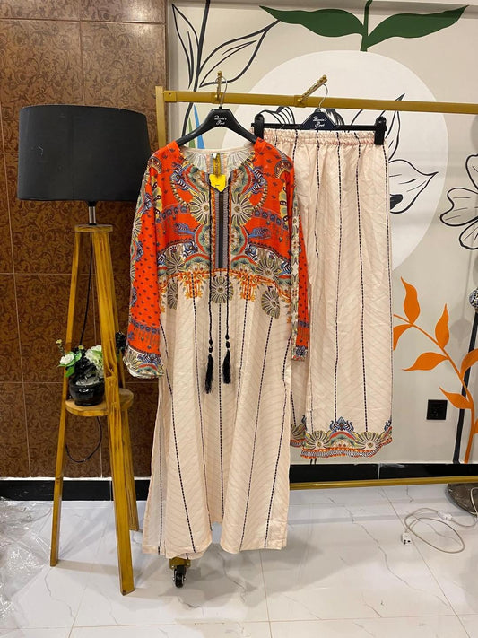 Stitched Swiss Lawn Printed Shirt And Trouser