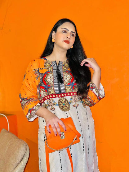 Stitched Swiss Lawn Printed Shirt And Trouser