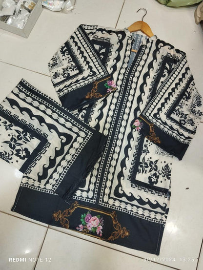 Stitched Swiss Lawn Printed Shirt And Trouser