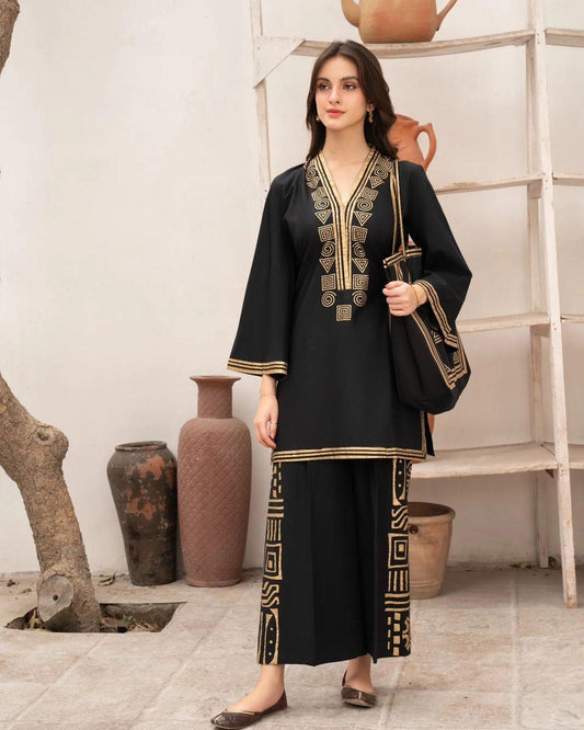 Elegant Embroidered Linen Shirt and Trouser