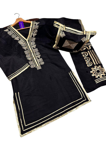 Elegant Embroidered Linen Shirt and Trouser