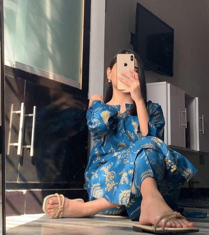 Arabic Linen Women's Stitched Printed Shirt and Trouser