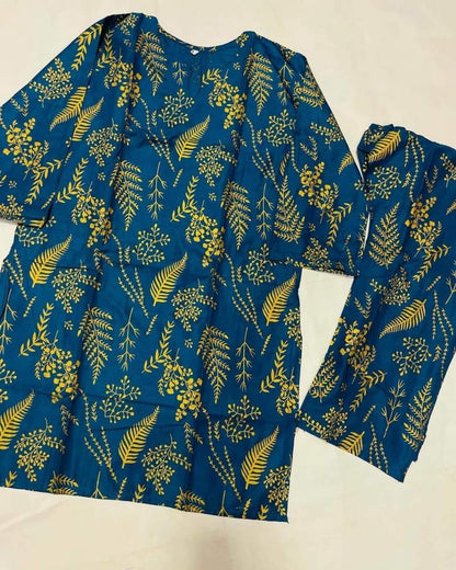 Arabic Linen Women's Stitched Printed Shirt and Trouser