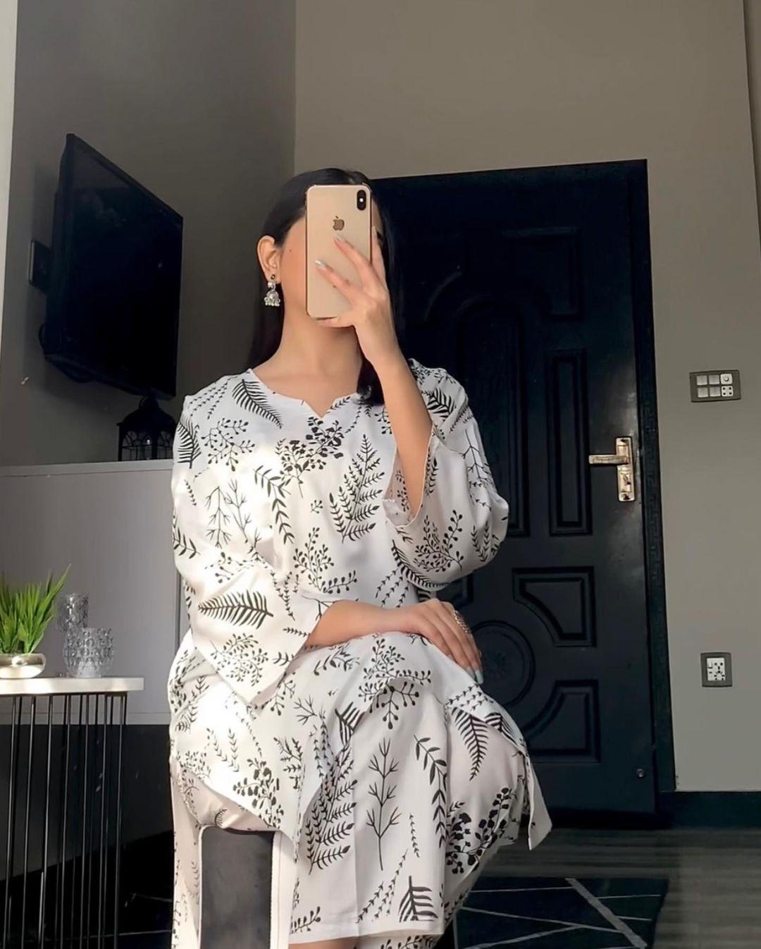 Arabic Linen Stitched Printed Shirt and Trouser Set