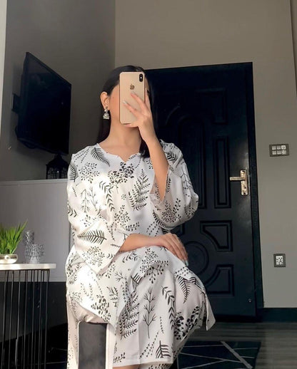 Arabic Linen Stitched Printed Shirt and Trouser Set
