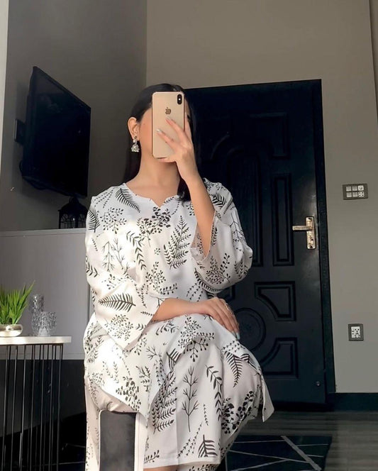 Arabic Linen Stitched Printed Shirt and Trouser Set