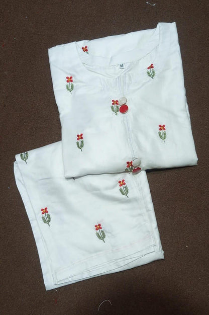 Linen Embroidered Shirt And Trouser