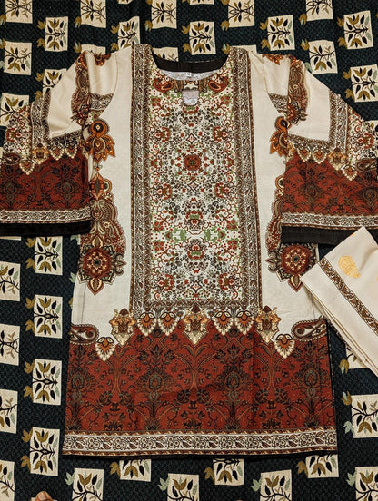 Women's Stitched Co-Ord Set in Multicolor Lawn with Digital Print