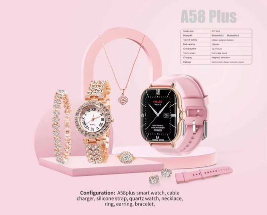 Gift Pack A58 Plus 6 In 1 – Smartwatch For Women