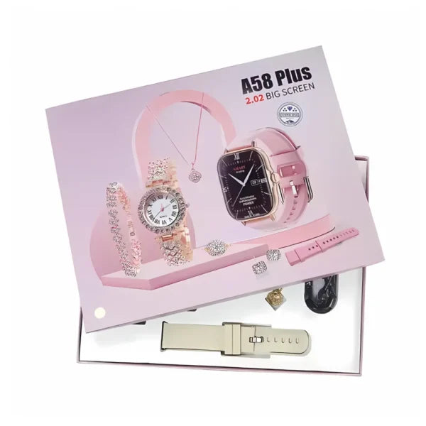 Gift Pack A58 Plus 6 In 1 – Smartwatch For Women