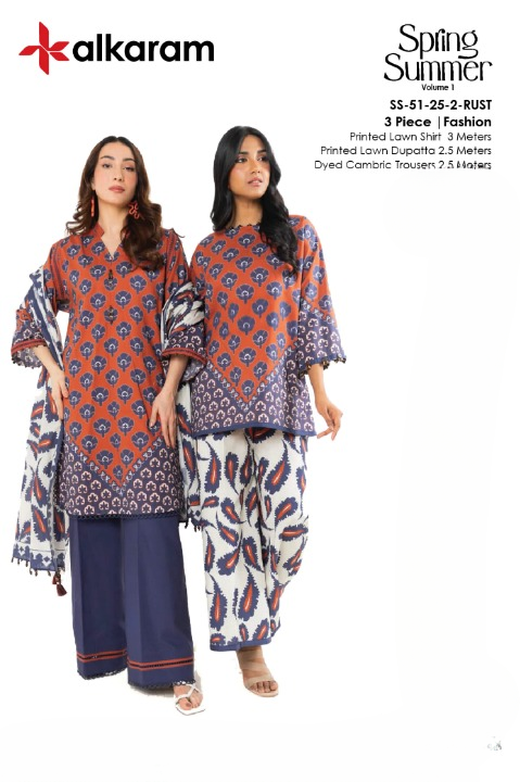 Alkaram Lawn 3 Pieces Casual Wear