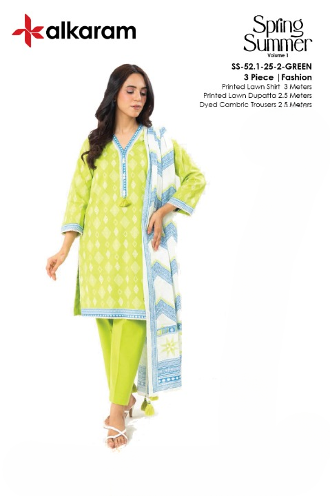 Alkaram Lawn 3 Pieces Casual Wear