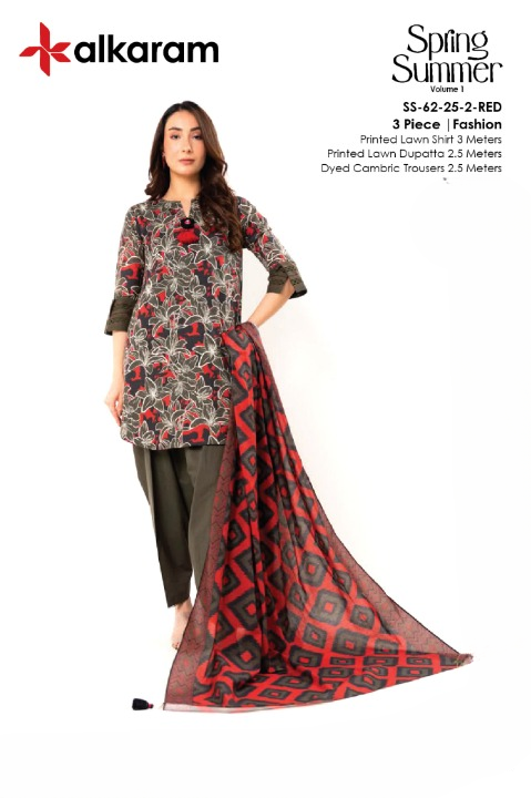Alkaram Lawn 3 Pieces Casual Wear
