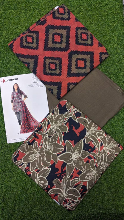 Alkaram Lawn 3 Pieces Casual Wear