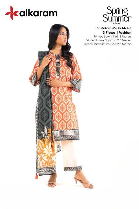 Alkaram Lawn 3 Pieces Casual Wear