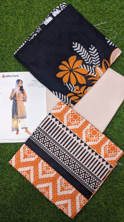 Alkaram Lawn 3 Pieces Casual Wear