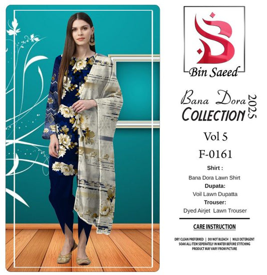 Binsaeed Bana Dora 3piece Unstitched Suit