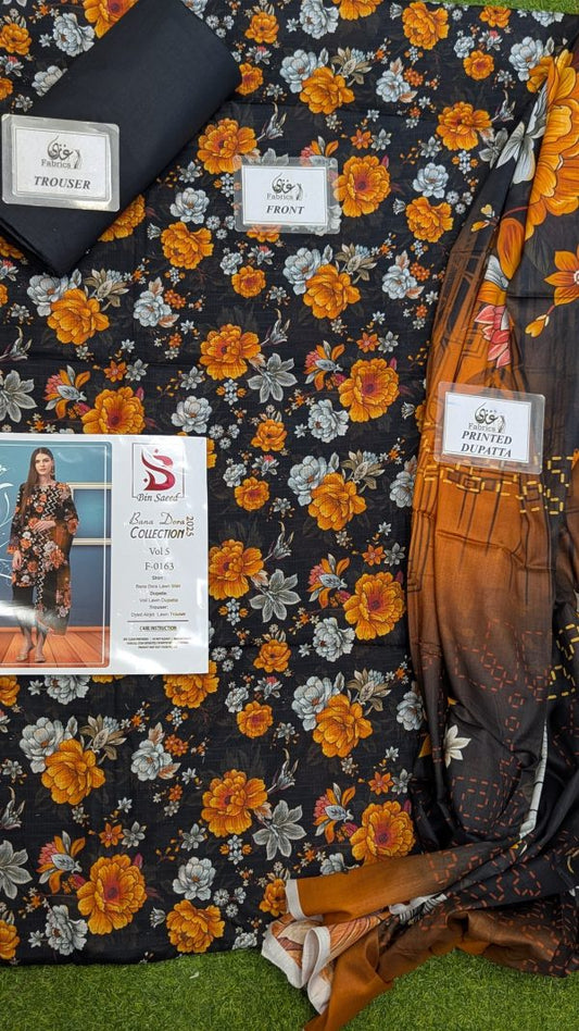 Binsaeed Bana Dora 3piece Unstitched Suit