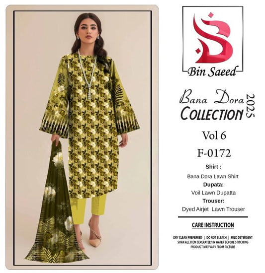 Binsaeed Bana Dora 3piece Unstitched Suit