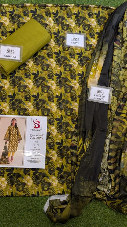 Binsaeed Bana Dora 3piece Unstitched Suit