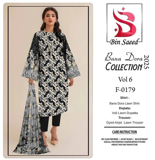 Binsaeed Bana Dora 3piece Unstitched Suit