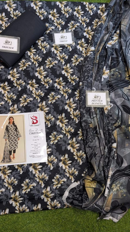 Binsaeed Bana Dora 3piece Unstitched Suit